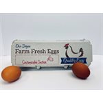 12- Egg Cartons - Blue / Brown Design Custom Name Print