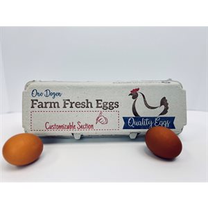 12- Egg Cartons - Blue / Brown Design Custom Name Print