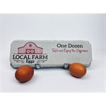 12 count Egg Cartons - Printed Red Barn - Recycled Paper Pulp, Solid Top Style for Chicken Eggs - Made in USA