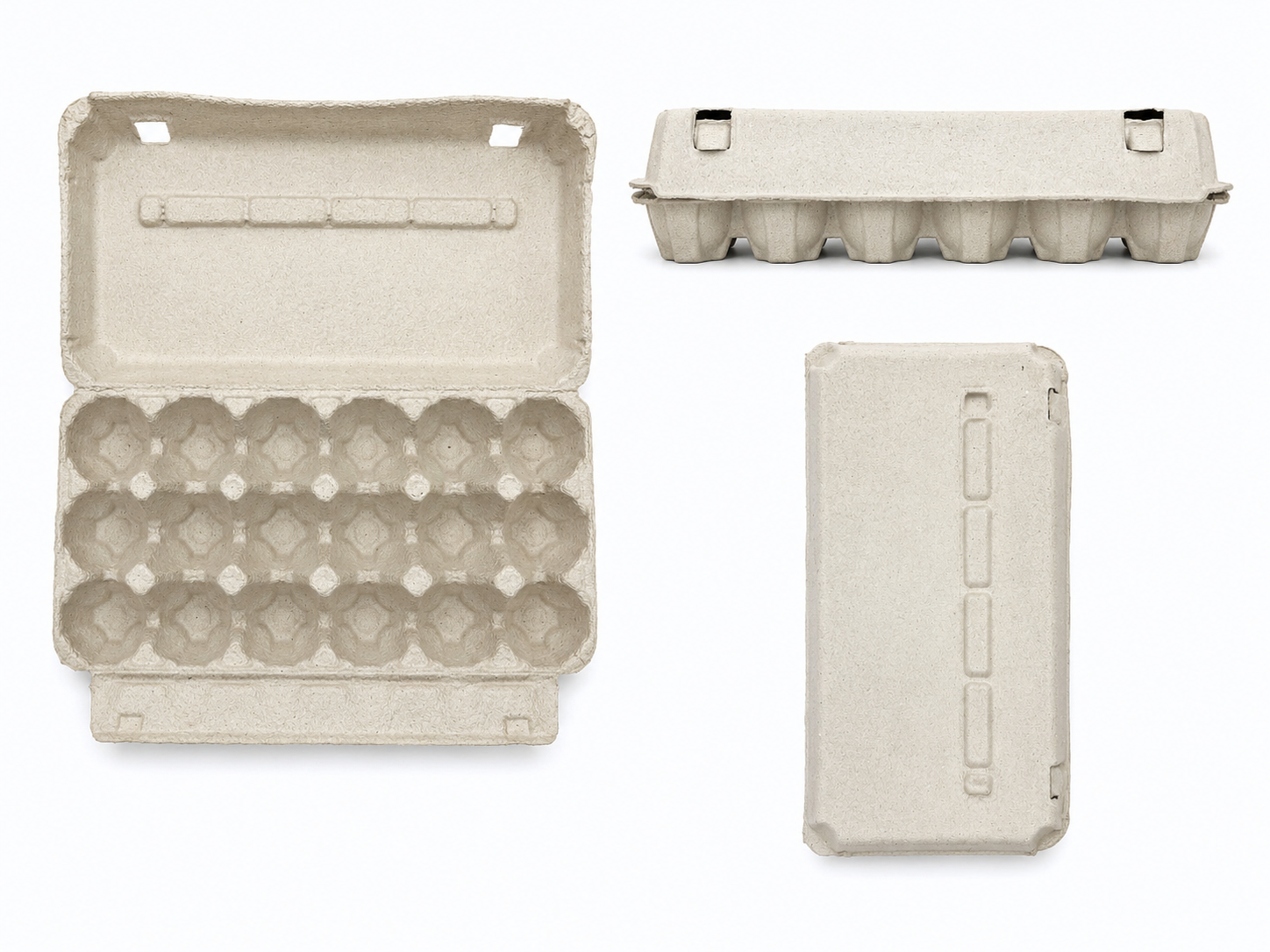 18 count Egg Cartons - Non-Printed - Recycled Paper Pulp, Solid Top Style for Chicken Eggs - Made in USA