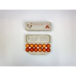 12 count Egg Cartons - Printed Red / Brown - Recycled Paper Pulp, Solid Top Style for Chicken Eggs - Made in USA