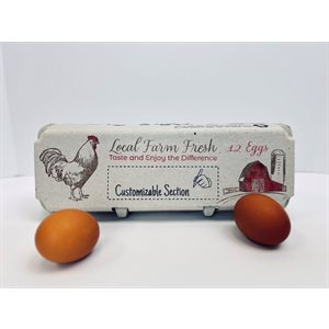 12- Egg Cartons - Red / Brown Design Custom Name Print