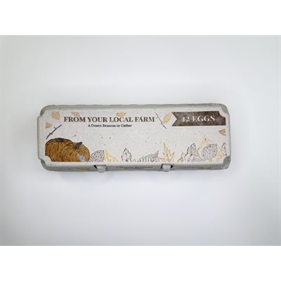 12 count Egg Cartons - Fall Print - Recycled Paper Pulp, Solid Top Style for Chicken Eggs - Made in USA